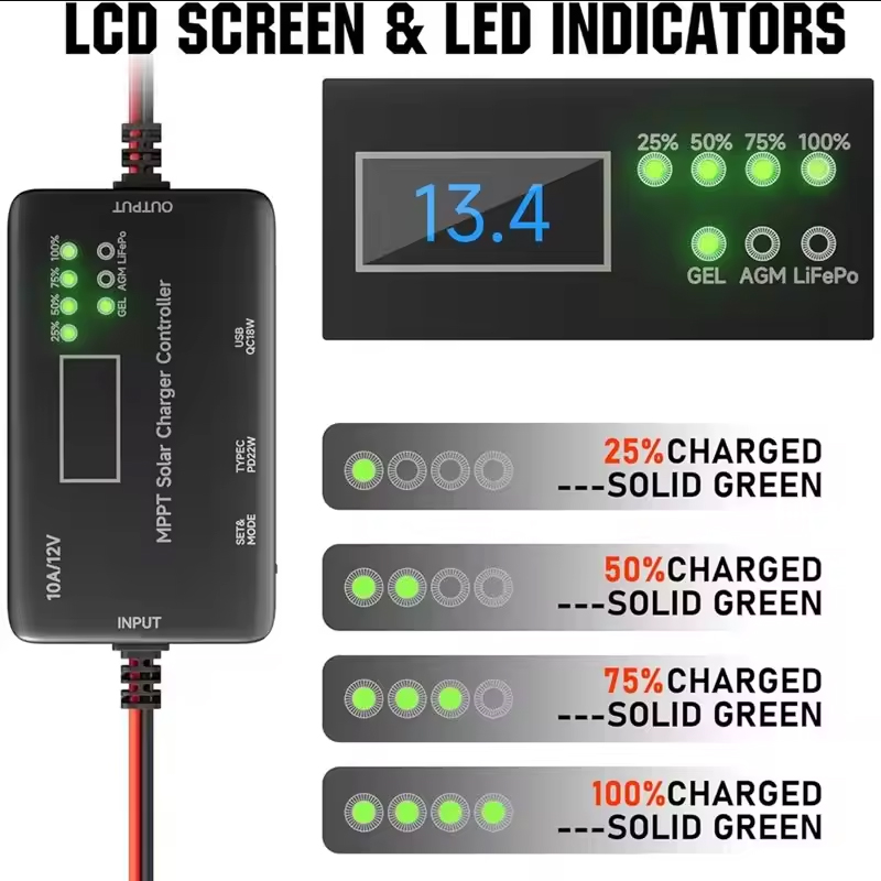 Charge Controller Solar - MPPT Solar Panel Charge Controller 12V